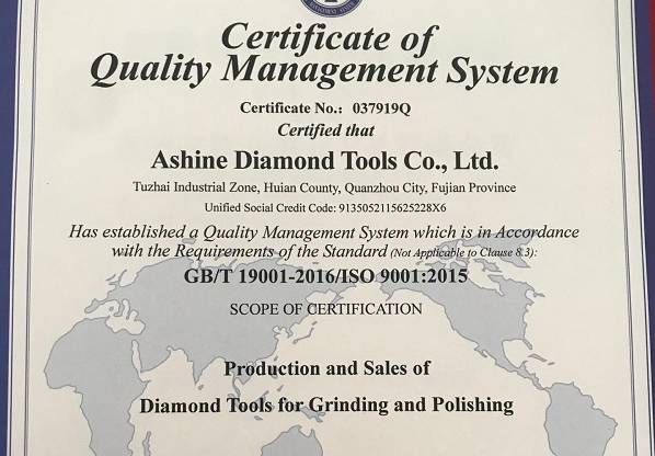 Ashine 2019 nueva certificación del sistema de gestión de calidad.